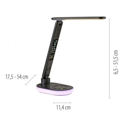 JUST LIGHT. 11018-18 - LED RGBW prigušiva dodirna stona lampa sa bežičnim punjenjem TINA LED/4W/230V crna