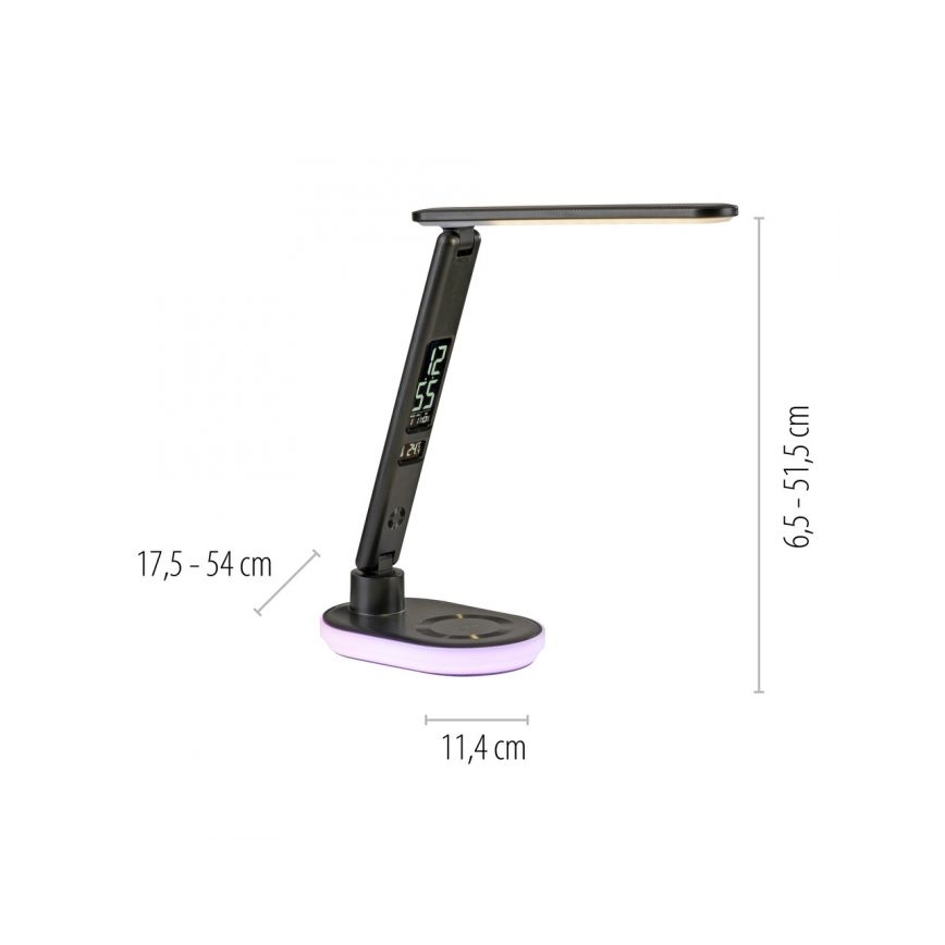 JUST LIGHT. 11018-18 - LED RGBW prigušiva dodirna stona lampa sa bežičnim punjenjem TINA LED/4W/230V crna