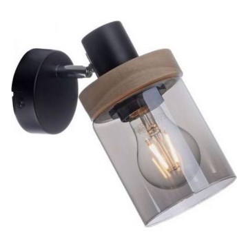 JUST LIGHT. 11311-18 - Zidno spot svetlo PASQUAL 1xE27/40W/230V crna/kaučukovo drvo