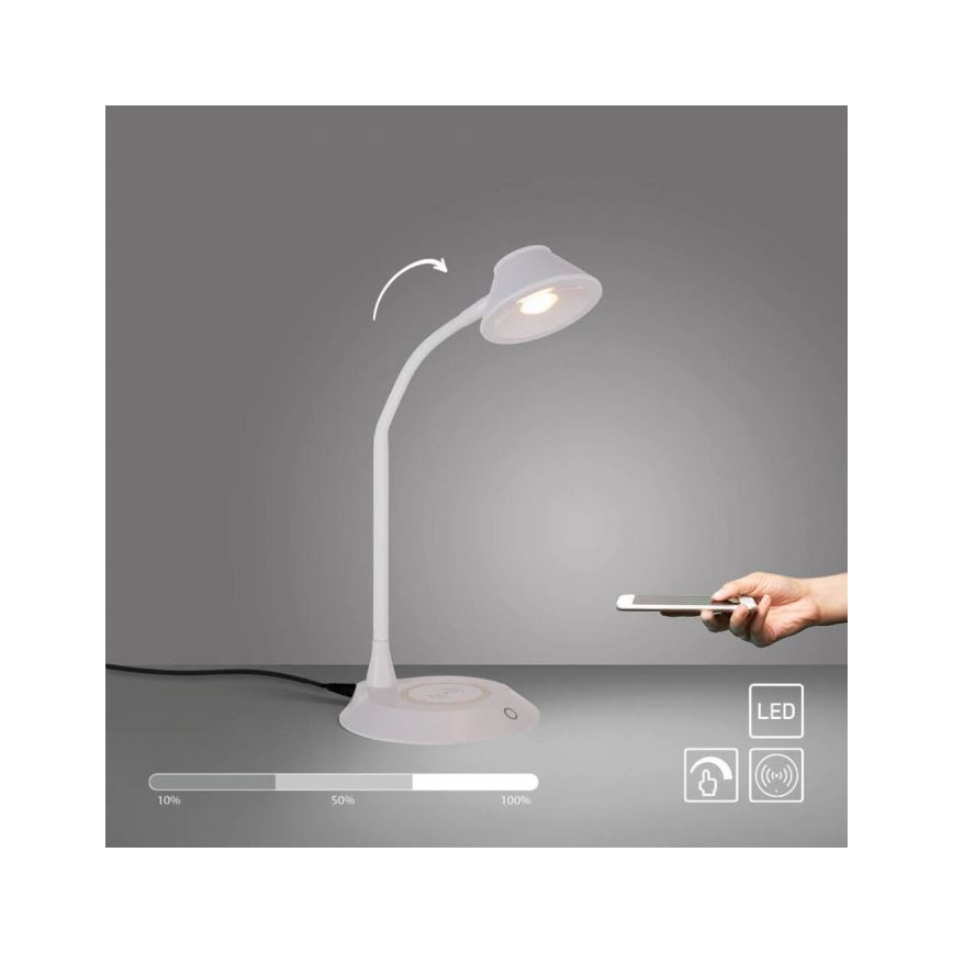 JUST LIGHT. 14414-16 - LED prigušiva fleksibilna dodirna stona lampa sa bežičnim punjenjem PUCKI LED/4,5W/230V bela
