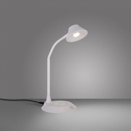 JUST LIGHT. 14414-16 - LED prigušiva fleksibilna dodirna stona lampa sa bežičnim punjenjem PUCKI LED/4,5W/230V bela