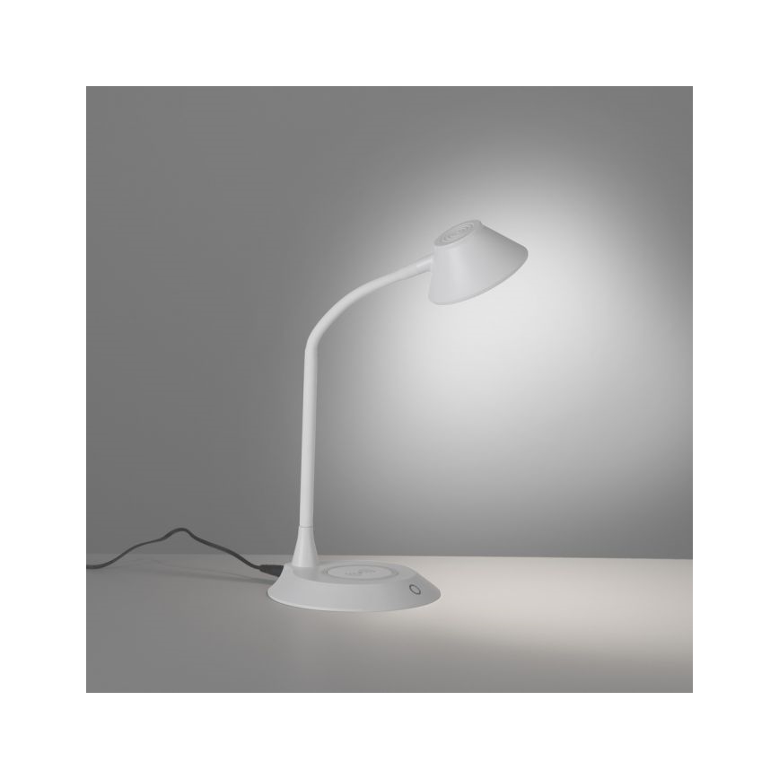 JUST LIGHT. 14414-16 - LED prigušiva fleksibilna dodirna stona lampa sa bežičnim punjenjem PUCKI LED/4,5W/230V bela