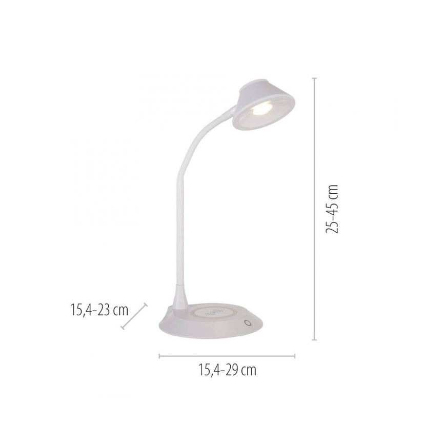 JUST LIGHT. 14414-16 - LED prigušiva fleksibilna dodirna stona lampa sa bežičnim punjenjem PUCKI LED/4,5W/230V bela