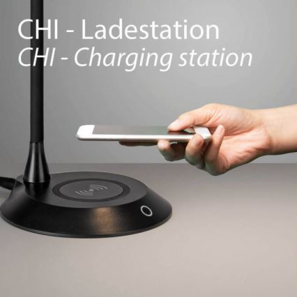 JUST LIGHT. 14414-18 - LED prigušiva fleksibilna dodirna stona lampa sa bežičnim punjenjem PUCKI LED/4,5W/230V crna