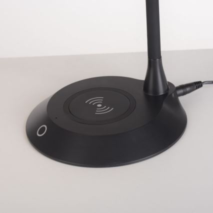 JUST LIGHT. 14414-18 - LED prigušiva fleksibilna dodirna stona lampa sa bežičnim punjenjem PUCKI LED/4,5W/230V crna