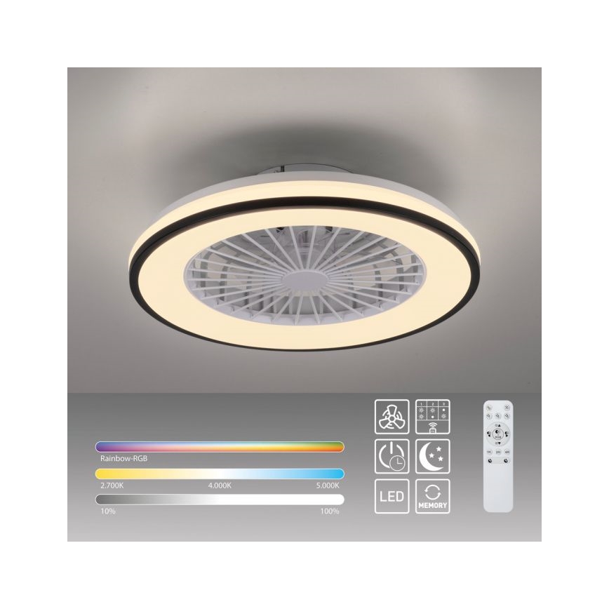JUST LIGHT. 14447-18 - LED RGBW prigušiva plafonski ventilator sa svetlom LENO LED/44W/230V 3000-6500K prečnik 48,6 cm bela + daljinski upravljač