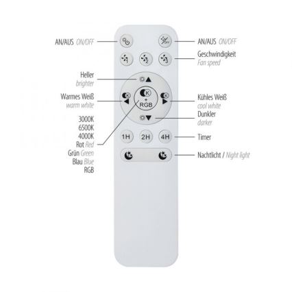 JUST LIGHT. 14447-18 - LED RGBW prigušiva plafonski ventilator sa svetlom LENO LED/44W/230V 3000-6500K prečnik 48,6 cm bela + daljinski upravljač