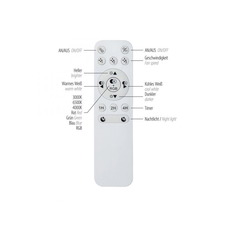 JUST LIGHT. 14447-18 - LED RGBW prigušiva plafonski ventilator sa svetlom LENO LED/44W/230V 3000-6500K prečnik 48,6 cm bela + daljinski upravljač