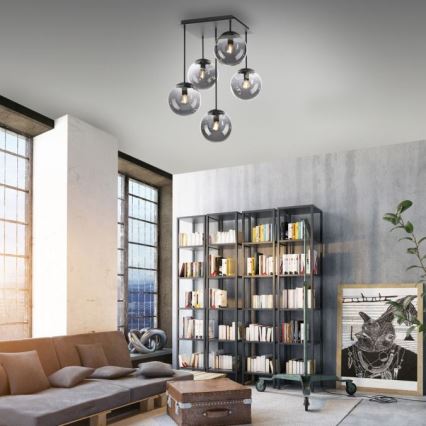 JUST LIGHT. 14602-18 - Luster na šipci WIDOW 5xE14/25W/230V crna