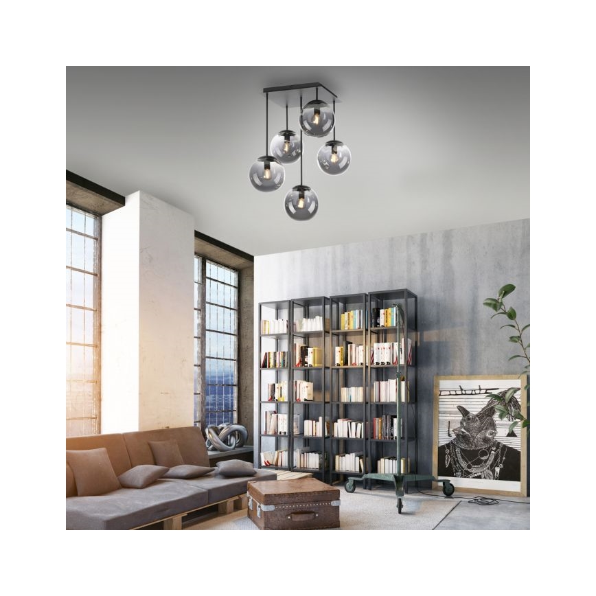 JUST LIGHT. 14602-18 - Luster na šipci WIDOW 5xE14/25W/230V crna