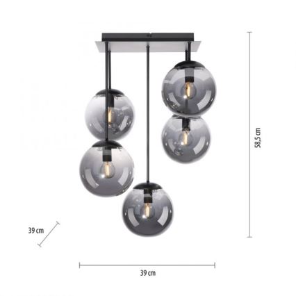 JUST LIGHT. 14602-18 - Luster na šipci WIDOW 5xE14/25W/230V crna