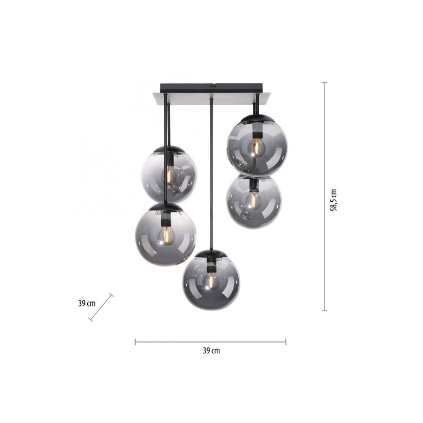 JUST LIGHT. 14602-18 - Luster na šipci WIDOW 5xE14/25W/230V crna