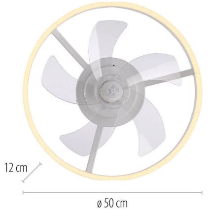 JUST LIGHT. 14624-16 - LED prigušiva plafonski ventilator sa svetlom RITA, LED 22W, 230V, 3000-6000K, prečnik 50 cm, bela + daljinski upravljač
