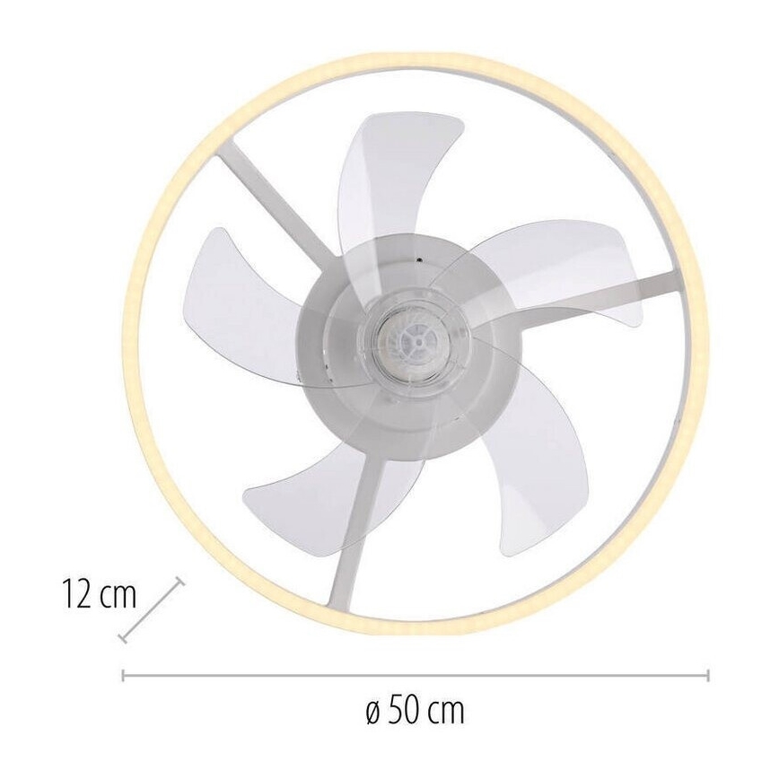 JUST LIGHT. 14624-16 - LED prigušiva plafonski ventilator sa svetlom RITA, LED 22W, 230V, 3000-6000K, prečnik 50 cm, bela + daljinski upravljač