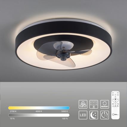 JUST LIGHT. 14644-18 - LED prigušiva plafonska svetiljka sa ventilatorom VENIKA LED/36W/230V pr. 48,6 cm 2700-5000K + daljinski upravljač