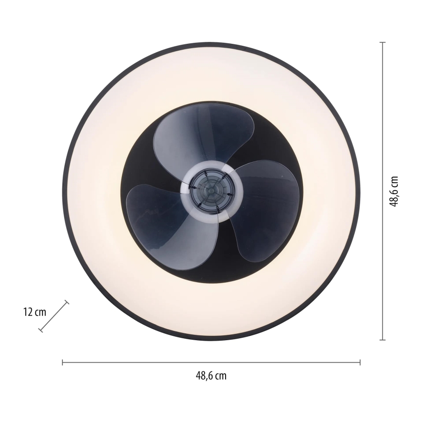 JUST LIGHT. 14644-18 - LED prigušiva plafonska svetiljka sa ventilatorom VENIKA LED/36W/230V pr. 48,6 cm 2700-5000K + daljinski upravljač