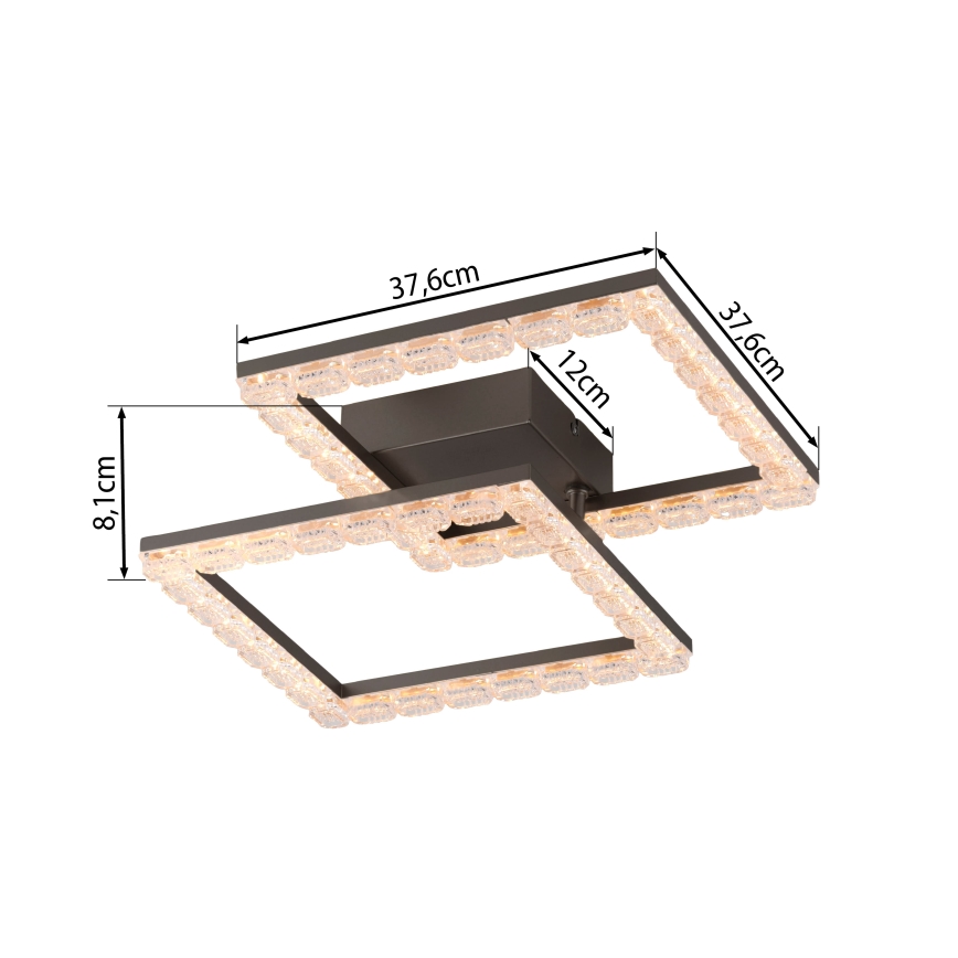JUST LIGHT. 14732-18 - LED plafonjera GLITRA LED/17,5W/230V 37,6x37,6 cm crna