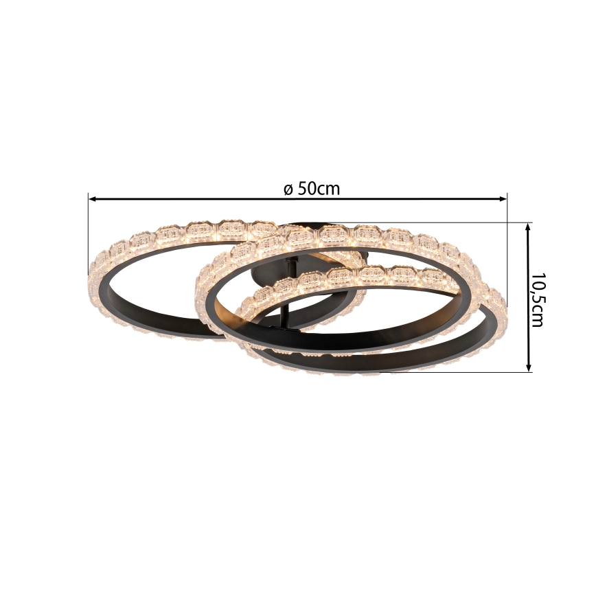 JUST LIGHT. 14734-18 - LED plafonsko svetlo GLITRA LED/37W/230V prečnik 50 cm crna