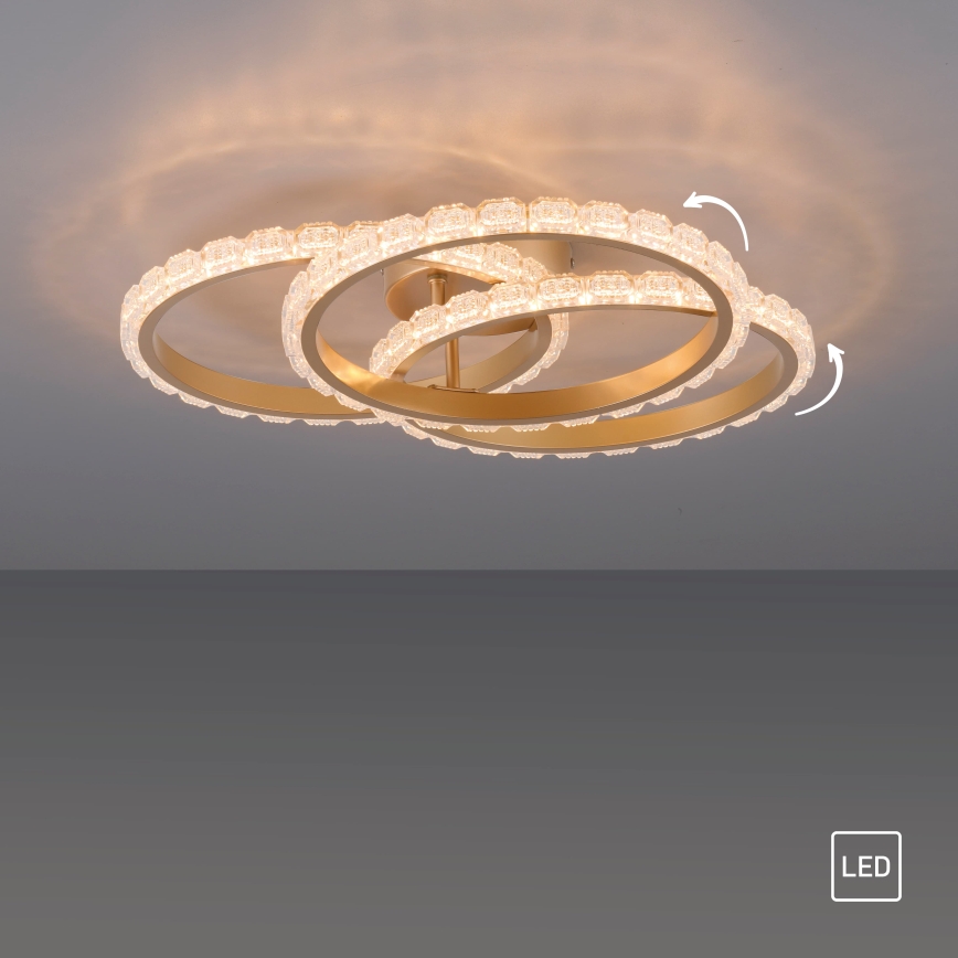 JUST LIGHT. 14734-60 - LED stropna svetiljka GLITRA LED/37W/230V prečnika 50 cm zlatna