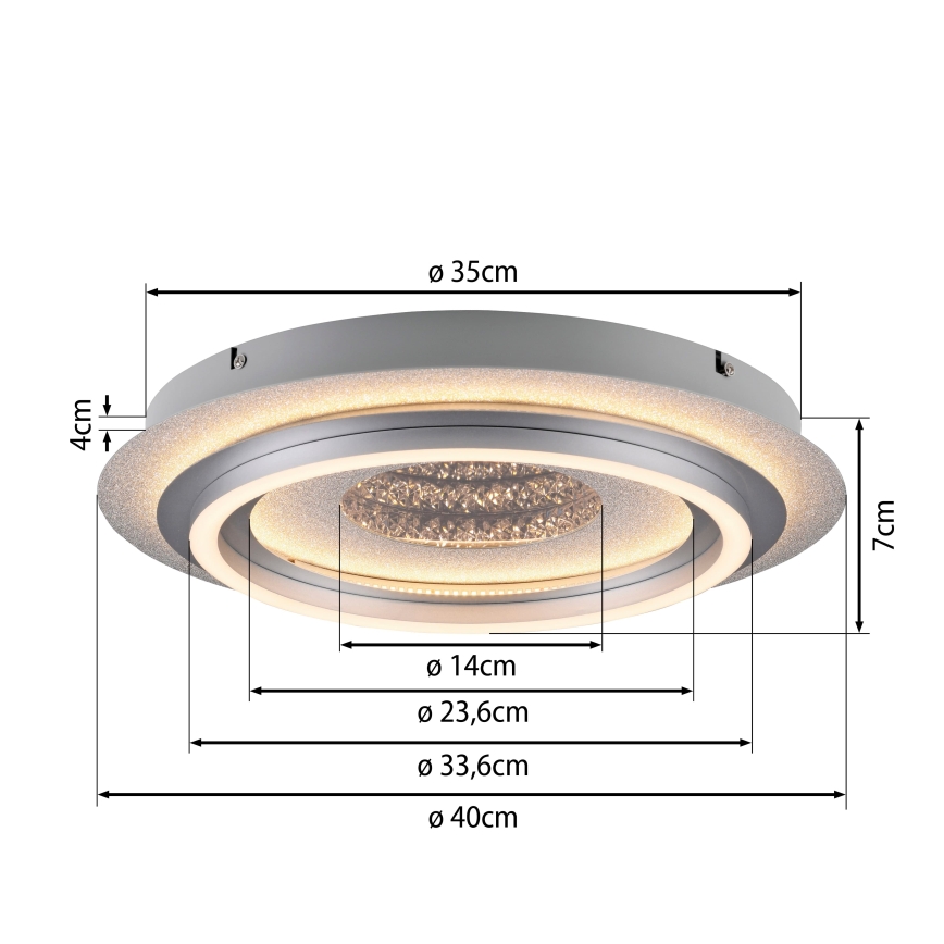 JUST LIGHT. 15089-21 - LED stropna svetiljka CICHIO LED/36W/230V Ø 40 cm matni hrom