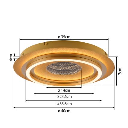 JUST LIGHT. 15089-60 - LED plafonsko svetlo CICHIO LED/36W/230V prečnik 40 cm zlatno