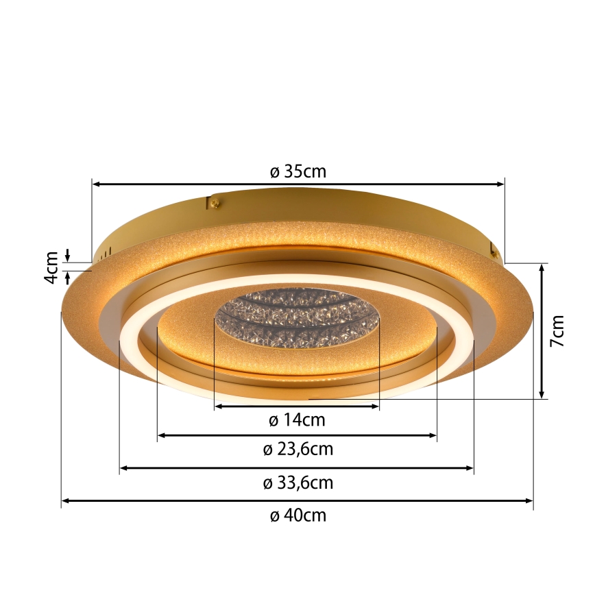 JUST LIGHT. 15089-60 - LED plafonsko svetlo CICHIO LED/36W/230V prečnik 40 cm zlatno