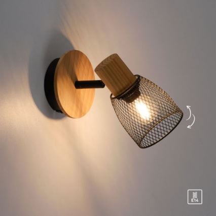 JUST LIGHT. 15191-79 - Zidni spot TAMIS 1xE14/10W/230V borovina