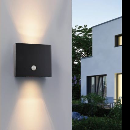 JUST LIGHT. 19471-18 - LED spoljno zidno svetlo sa senzorom AMIN 2xLED/1,25W/3,7V 4400mAh IP44 crna