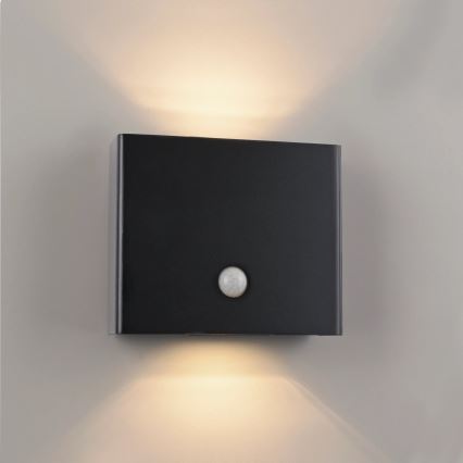 JUST LIGHT. 19471-18 - LED spoljno zidno svetlo sa senzorom AMIN 2xLED/1,25W/3,7V 4400mAh IP44 crna