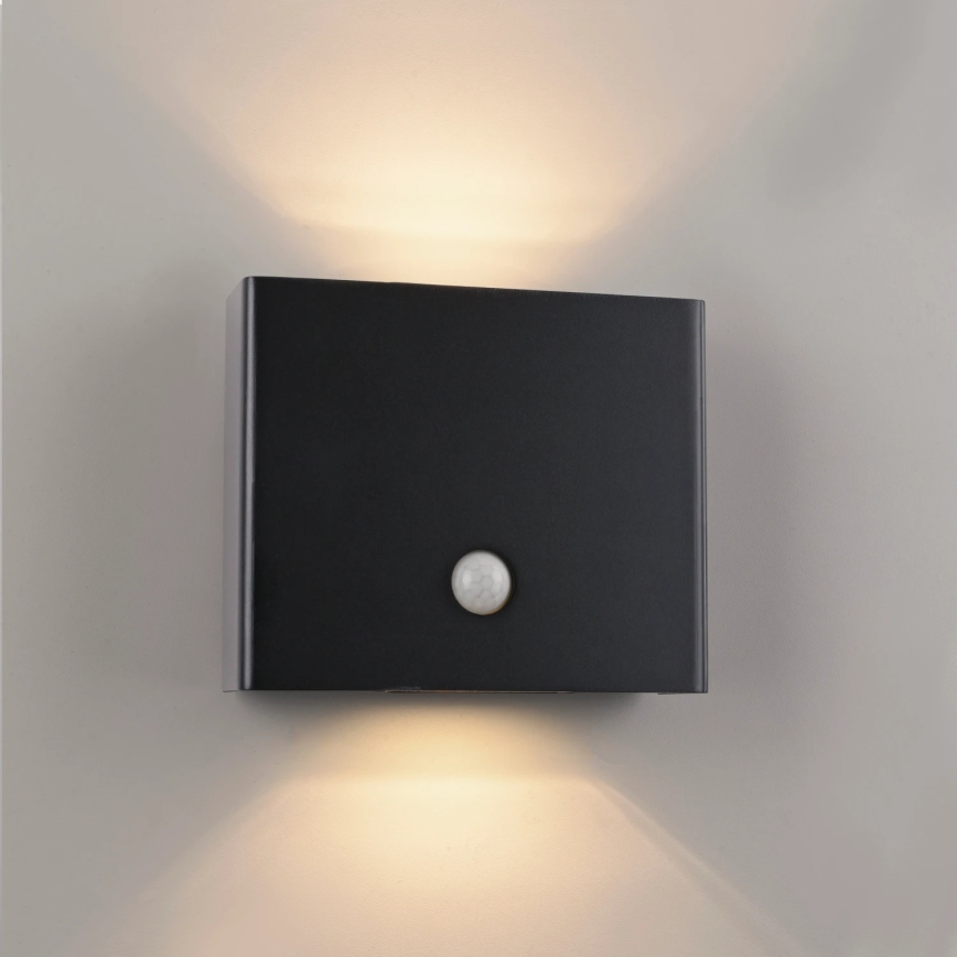 JUST LIGHT. 19471-18 - LED spoljno zidno svetlo sa senzorom AMIN 2xLED/1,25W/3,7V 4400mAh IP44 crna
