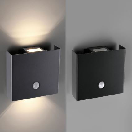 JUST LIGHT. 19471-18 - LED spoljno zidno svetlo sa senzorom AMIN 2xLED/1,25W/3,7V 4400mAh IP44 crna