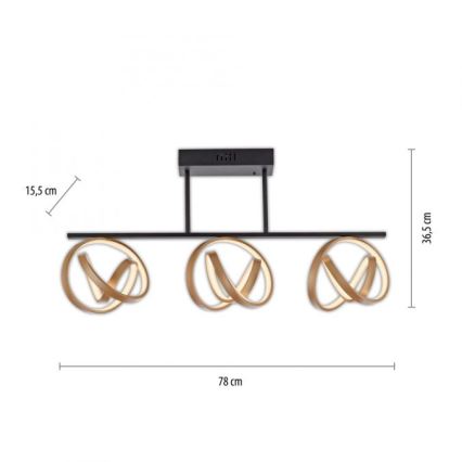 JUST LIGHT. 6245-18 - LED prigušiva plafonska lampa LOOP 3xLED/11W/230V 2700-5000K + daljinski upravljač
