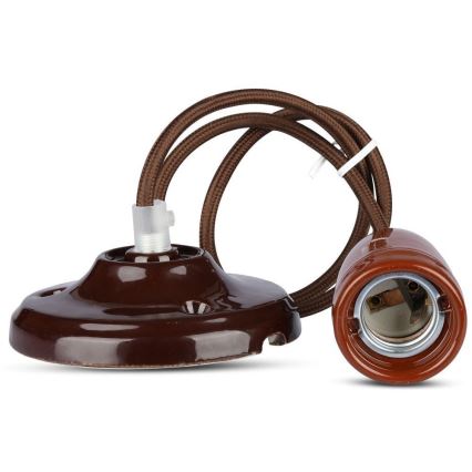 Kabel za napajanje 1xE27/60W/230V, braon/porcelan