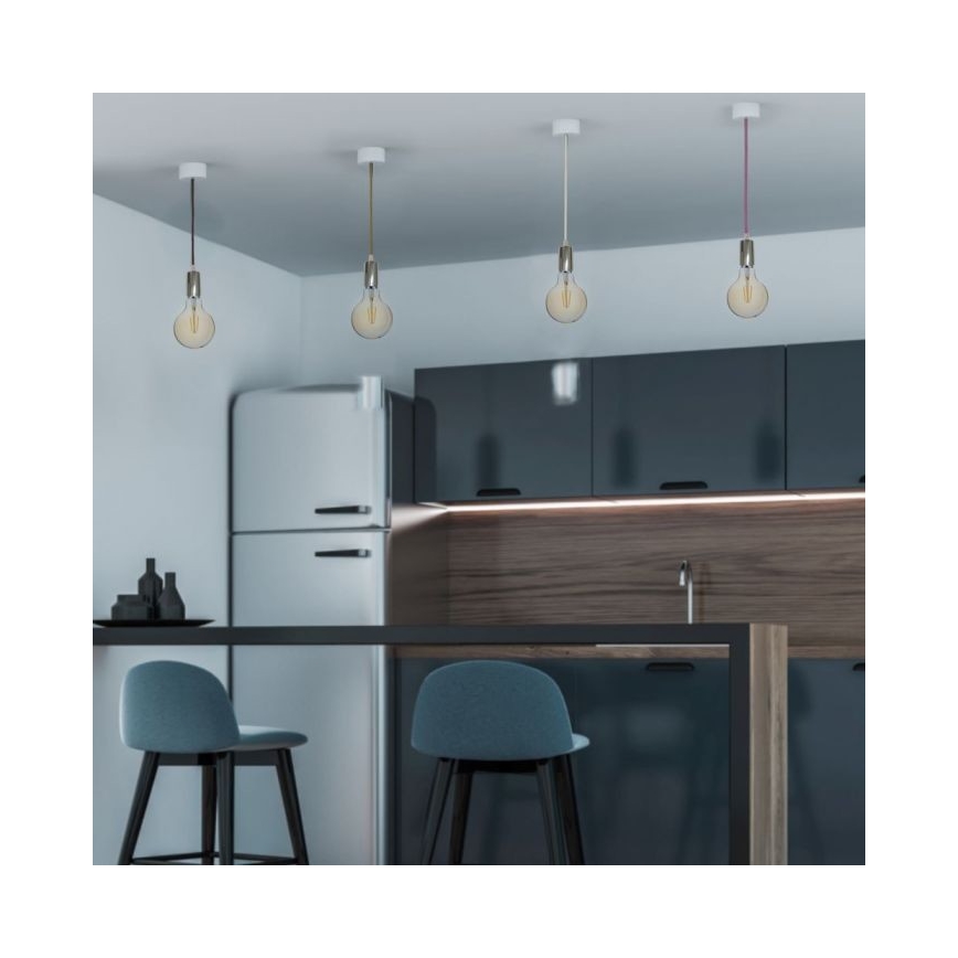 Kabel za napajanje 1xE27/60W/230V tamno ružičasta/sjajni hrom