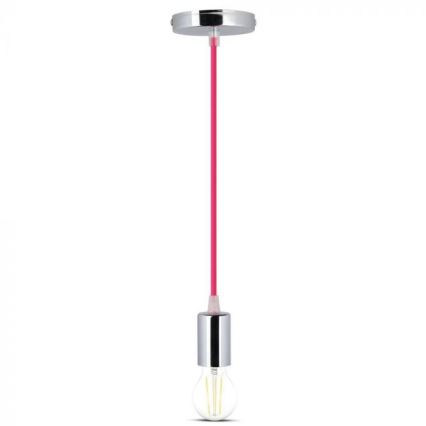 Kabel za napajanje 1xE27/60W/230V tamno ružičasta/sjajni hrom