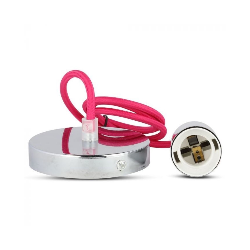 Kabel za napajanje 1xE27/60W/230V tamno ružičasta/sjajni hrom