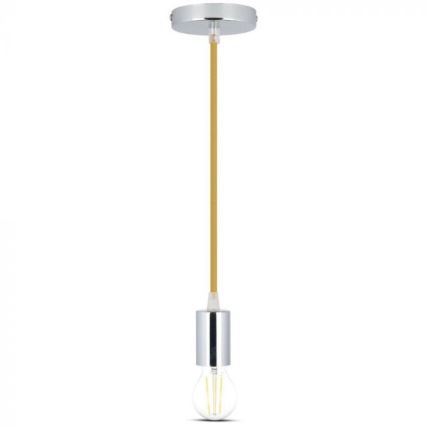 Kabl za napajanje 1xE27/60W/230V braon/sjajni hrom