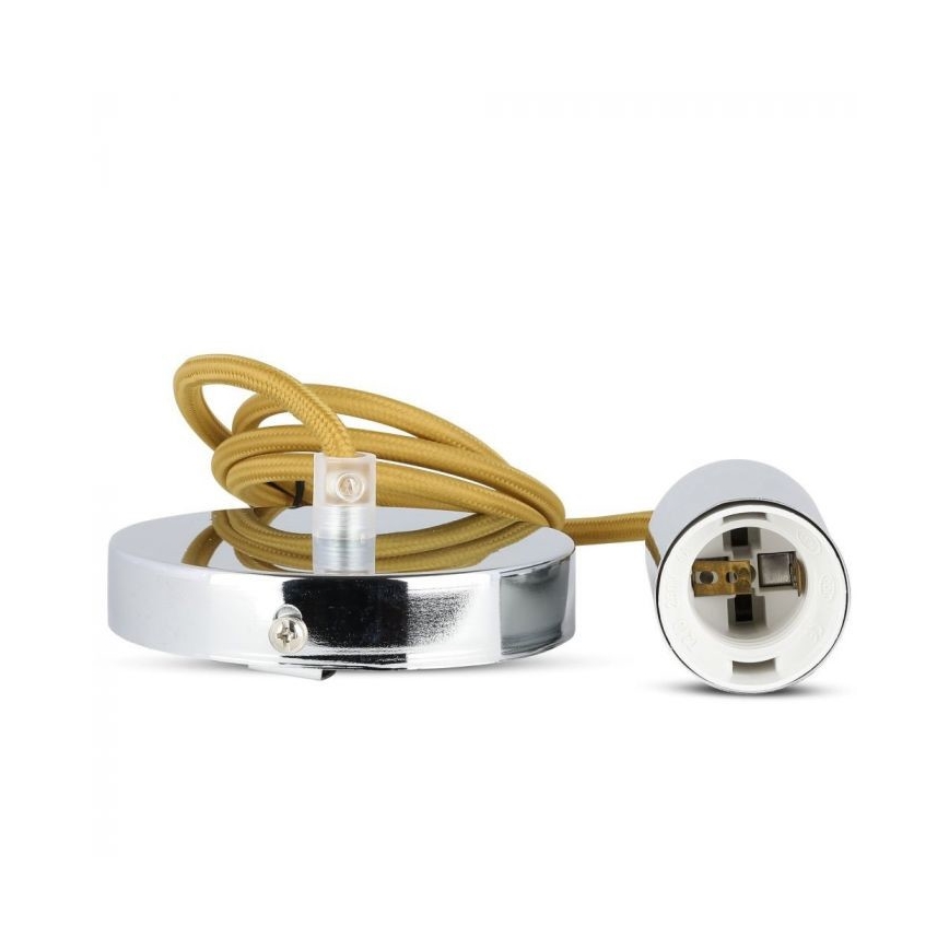 Kabl za napajanje 1xE27/60W/230V braon/sjajni hrom