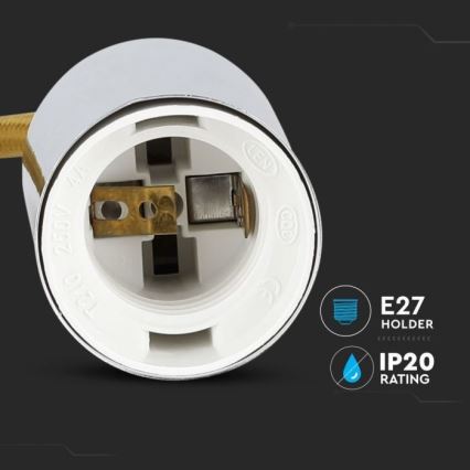 Kabl za napajanje 1xE27/60W/230V braon/sjajni hrom