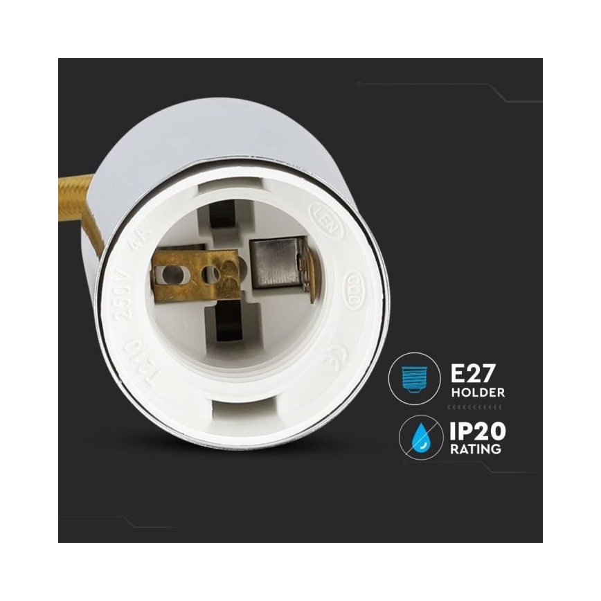 Kabl za napajanje 1xE27/60W/230V braon/sjajni hrom