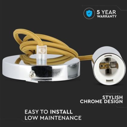 Kabl za napajanje 1xE27/60W/230V braon/sjajni hrom