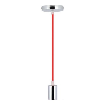 Kabl za napajanje 1xE27/60W/230V crvena/sjajni hrom