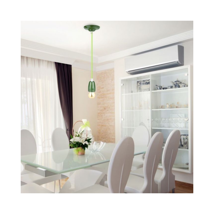 Kabl za napajanje 1xE27/60W/230V zeleni/porcelan