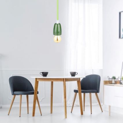Kabl za napajanje 1xE27/60W/230V zeleni/porcelan
