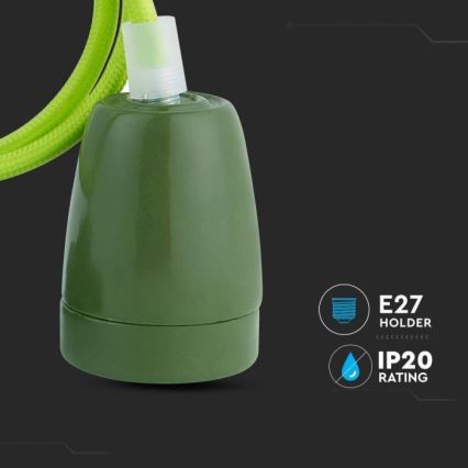 Kabl za napajanje 1xE27/60W/230V zeleni/porcelan