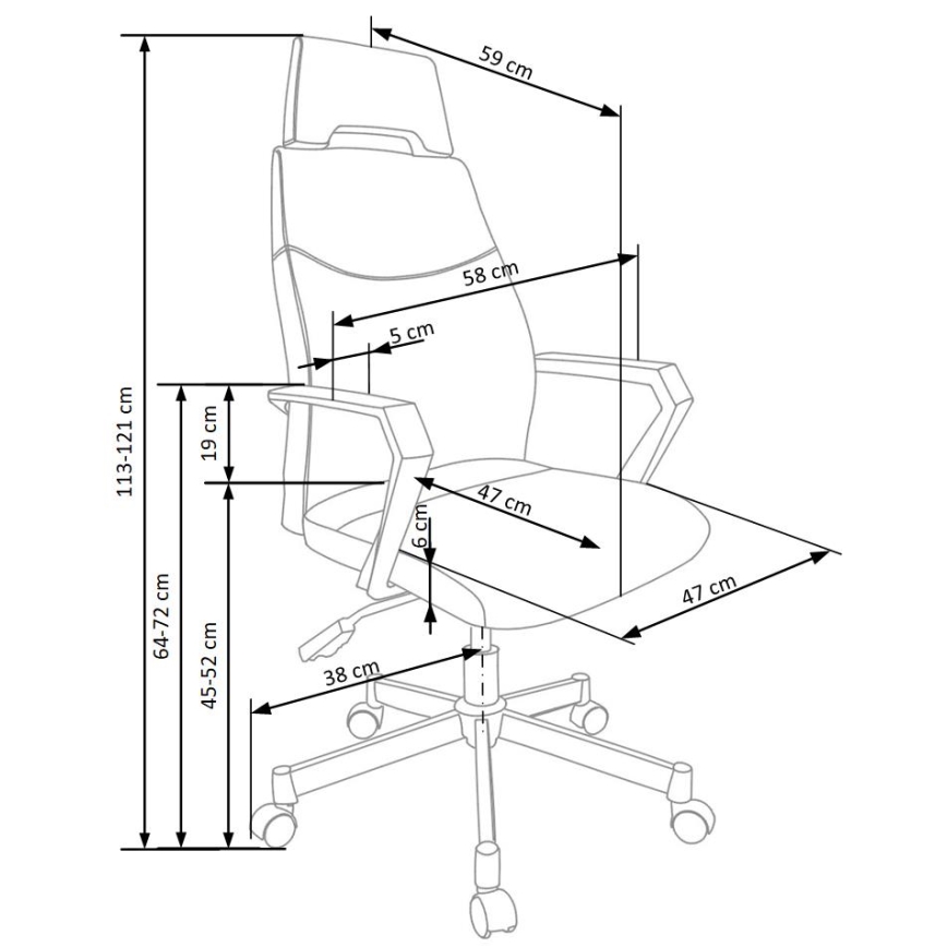 Kancelarijska stolica ELUN crna/siva