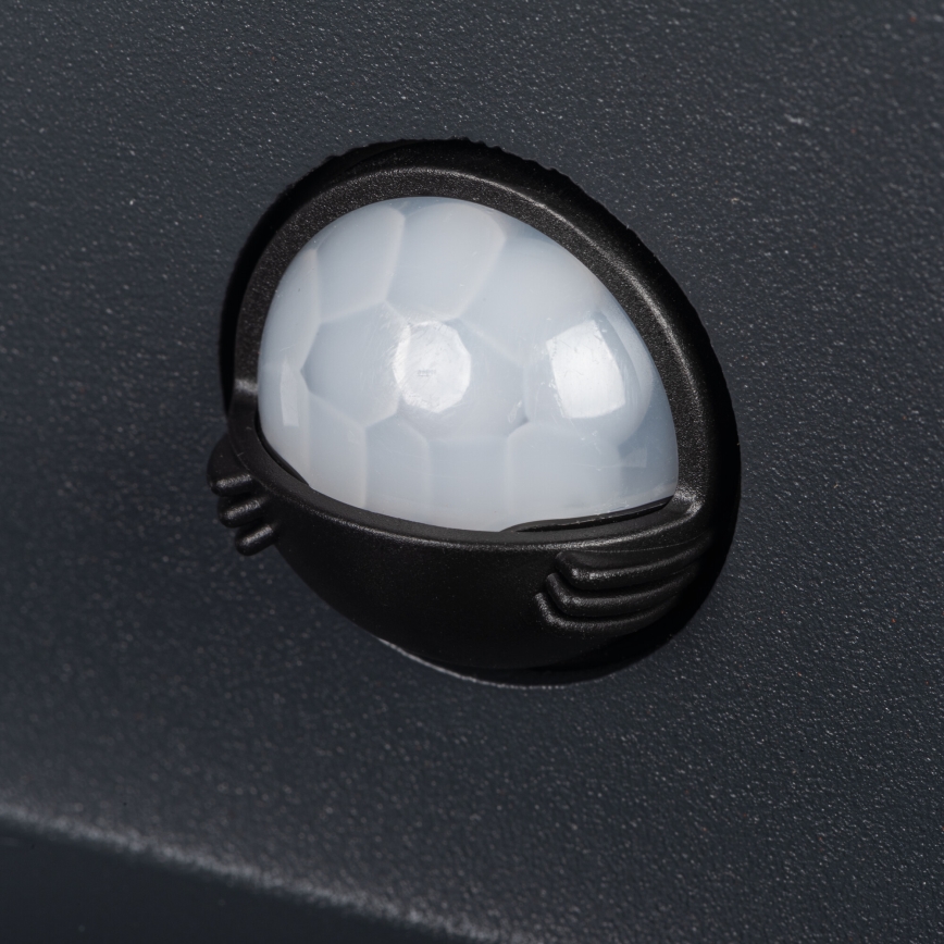 LED spoljašnje zidno svetlo sa senzorom pokreta i sumraka REKA LED/7W/230V IP54 antracitno, četvrtasto