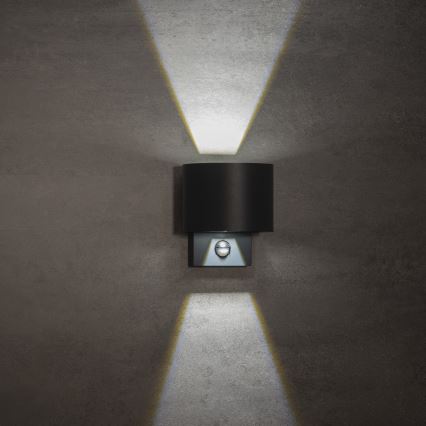 LED spoljašnje zidno svetlo sa senzorom pokreta i sumraka REKA LED/7W/230V IP54 antracit okruglo