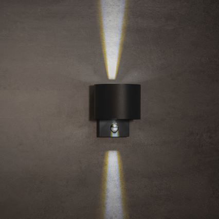 LED spoljašnje zidno svetlo sa senzorom pokreta i sumraka REKA LED/7W/230V IP54 antracit okruglo