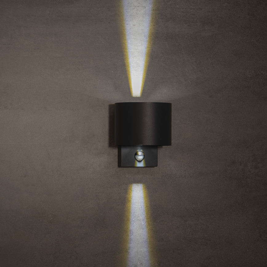 LED spoljašnje zidno svetlo sa senzorom pokreta i sumraka REKA LED/7W/230V IP54 antracit okruglo